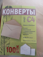 Крафтовые конверты С4 (А4) почтовые 100 штук, размер 229х324 мм, крафт-бумага 80 г/кв. м, треугольный клапан,клей #57, Жанна З.