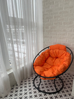 Кресло ПАПАСАН мини без ротанга чёрное, оранжевая подушка #8, Галия Б.