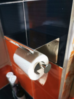 Держатель для туалетной бумаги без сверления с полочкой самоклеющийся на липучке Denart, хром, нержавеющая сталь #43, Диана П.