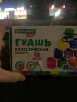 Гуашь (краска) для рисования школьная Brauberg Kids New, 12 цветов по 10 мл #57, Лида М.