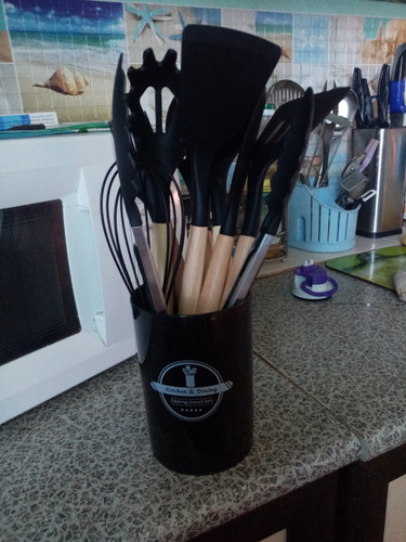 Набор 10 предметов кухонных принадлежностей из силикона для готовки ...