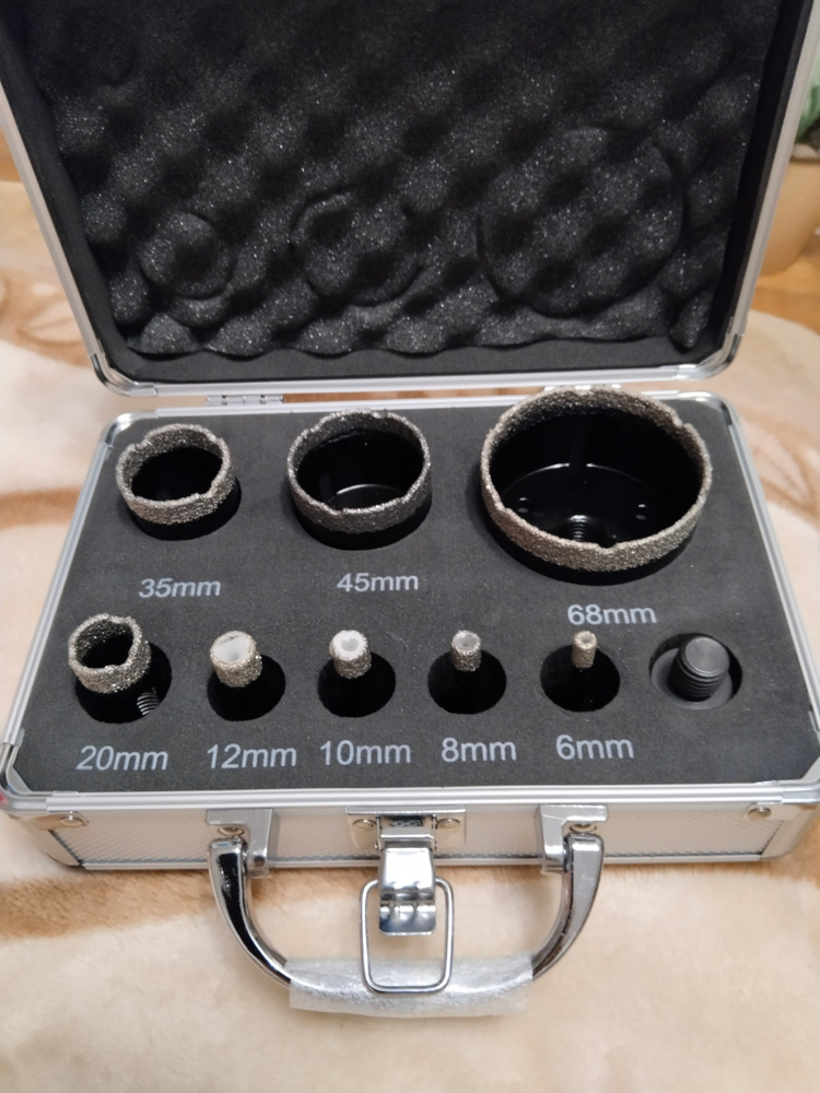 9 шт. Набор алмазных коронок 6-68 мм по керамограниту для УШМ ...