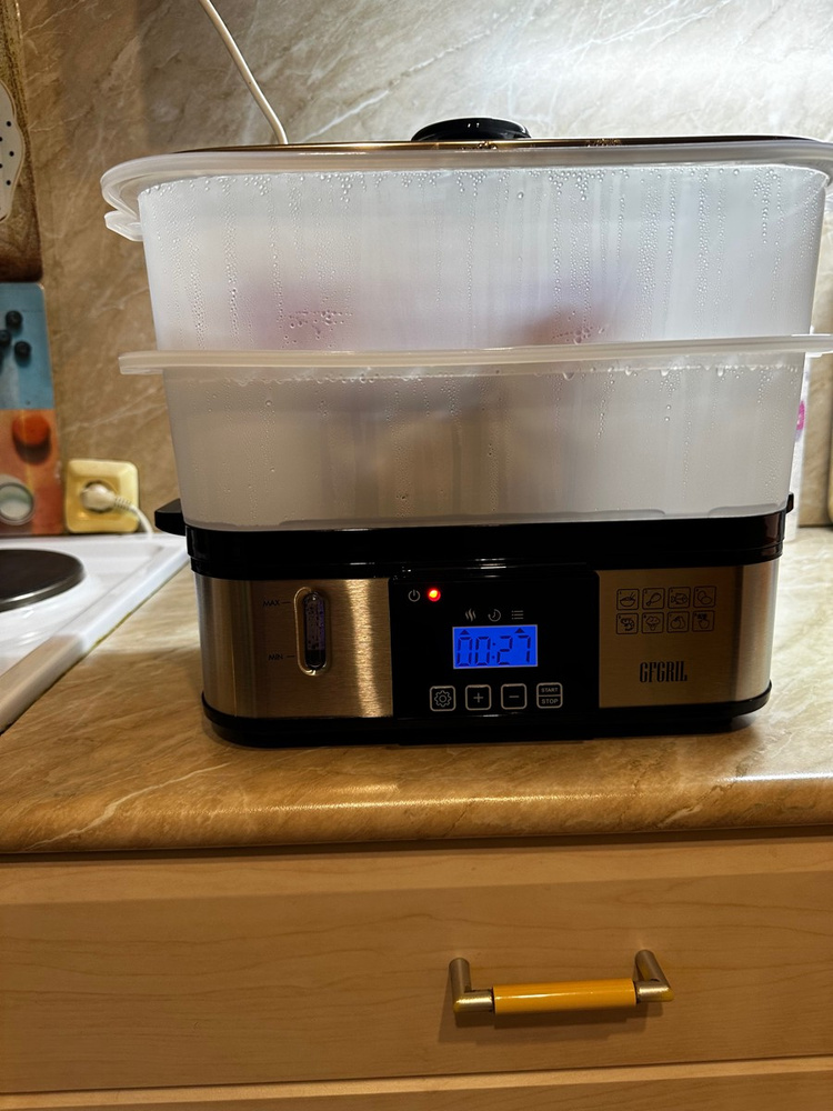 Пароварка электрическая GFGRIL GFS-7DSS, объем 9 л, чаша для риса, 6 ...