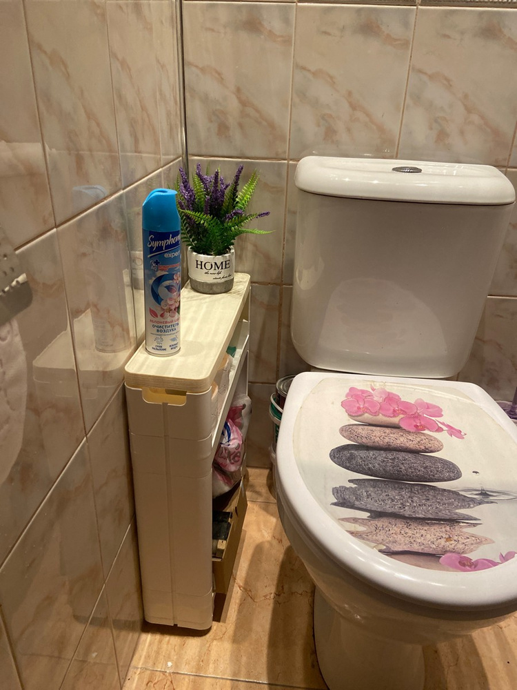 Этажерка для туалета ванной на колесиках, напольная, узкая, органайзер ...