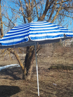 Зонт пляжный большой складной Classmark от солнца, садовый для дома и дачи, на пляж, длина 190 см, диаметр 200 см, сине-белый #8, Павел Д.