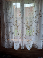 Curtain & Textile Тюль высота 140 см, ширина 200 см, крепление - Лента, Белый,светло-коричневый #107, светлана у.