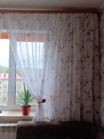 Curtain & Textile Тюль высота 190 см, ширина 300 см, крепление - Лента, Белый,светло-коричневый #82, Наталья Н.