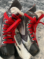 Шнурки для коньков WH хоккейные с пропиткой, 244 см, красные #44, Денис С.