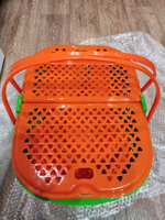 Большой набор посуды для пикника в корзине, 46 предметов, оранжевый #8, Юлия О.