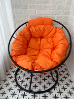 Кресло ПАПАСАН мини без ротанга чёрное, оранжевая подушка #7, Галия Б.