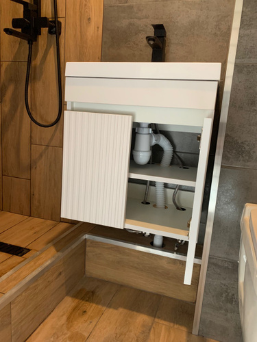 Тумба с раковиной в ванную подвесная узкая Garda Tenno 50 с рифленым ...