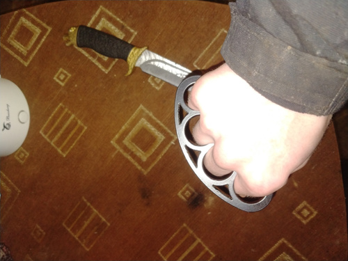 Усиленная "ручка стартера- кастет" в форме кастета железный с веревкой ...