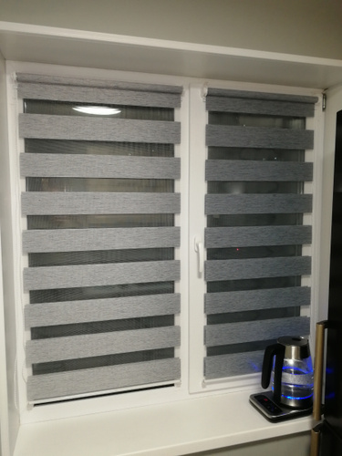 Рулонные шторы LmDecor День-Ночь Фьюжн , размер 61х160 см, серый ...