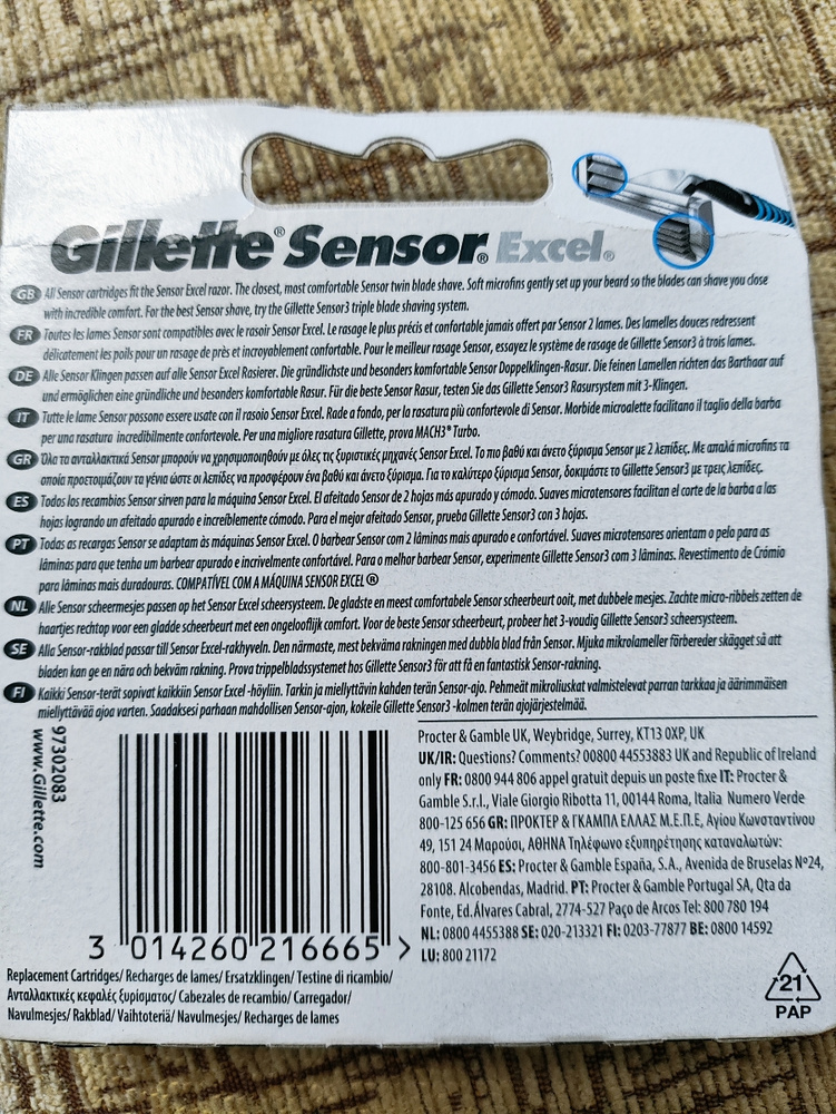 Сменные Кассеты Sensor Excel 10 шт с 2 лезвиями для бритвы Сенсор ...
