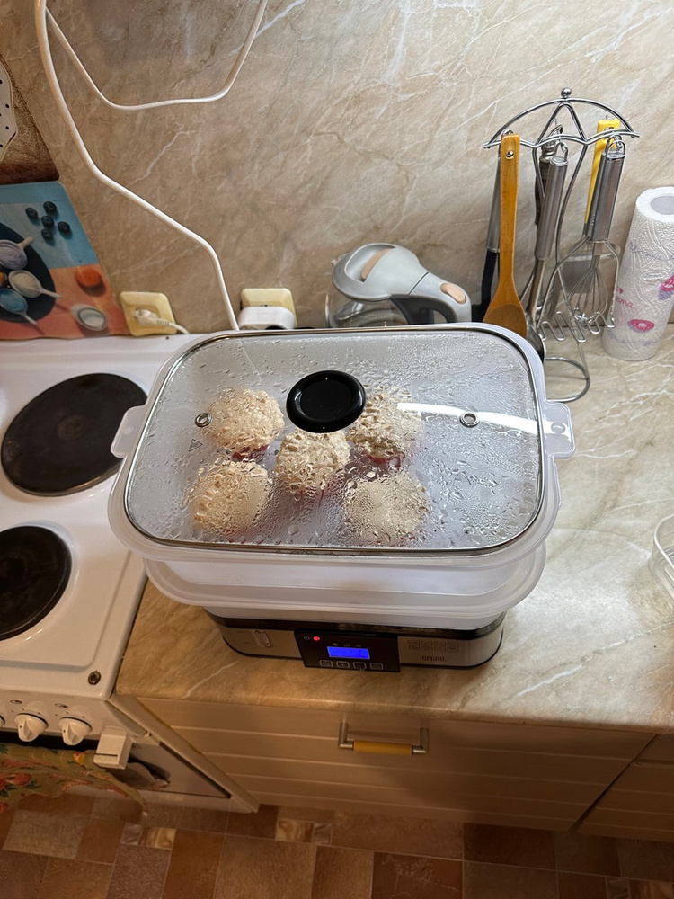 Пароварка электрическая GFGRIL GFS-7DSS, объем 9 л, чаша для риса, 6 ...