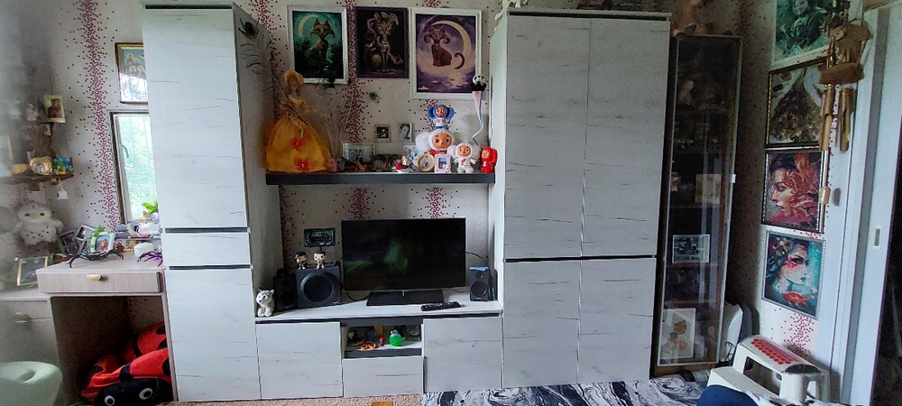 Модульная стенка Гретта Памир для гостиной и студии белая, комплект ...