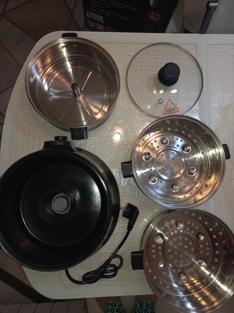 Пароварка электрическая GFGRIL GFS-7DSS, объем 9 л, чаша для риса, 6 ...