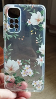 Силиконовый чехол на Xiaomi Redmi Note 11 4G Global/Redmi Note 11S / Редми Ноут 11 Global/11S, Beautiful white flowers, прозрачный #23, Алексия