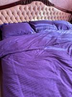 Постельное белье 2 спальное Евро 200x220 VIP страйп сатин, фиолетовый #47, Лидия Ш.
