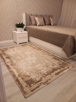 AVALON CARPET Ковер Rimma Lux (Римма люкс) бежевый с рельефным ворсом, палас на пол в зал, гостиную или спальню, с эффектом старения и потертости, арт шелк, 1.7 x 1.2 м #5, Ирина Ч.