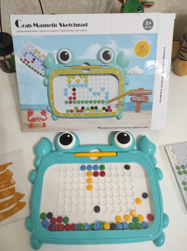 Развивающий магнитный планшет "Веселый краб",Магнитная цветная доска ...