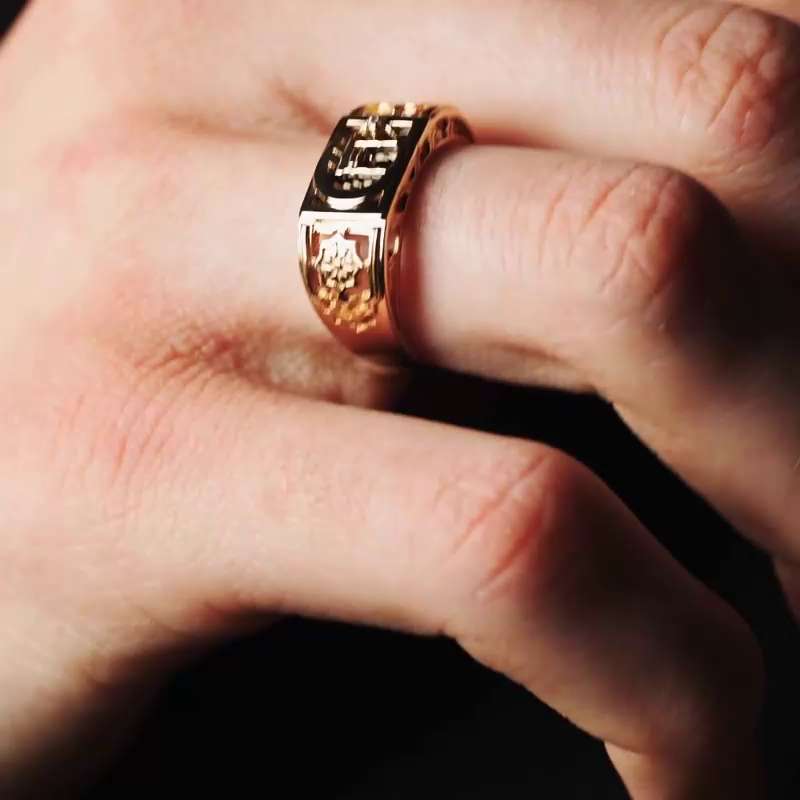 Печатка мужская золотая 585 пробы мусульманское кольцо перстень мужской кольца мужские с мечетью - купить с доставкой по выгодным ценам в интернет-магазине OZON (448883626)