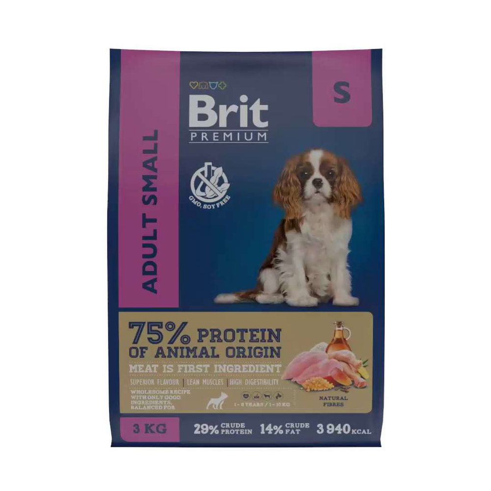 Сухой корм Brit Premium Dog Adult Small для взрослых собак мелких и  миниатюрных пород, курица, 3 кг / Брит Премиум Chicken - купить с доставкой  по выгодным ценам в интернет-магазине OZON (683229118)