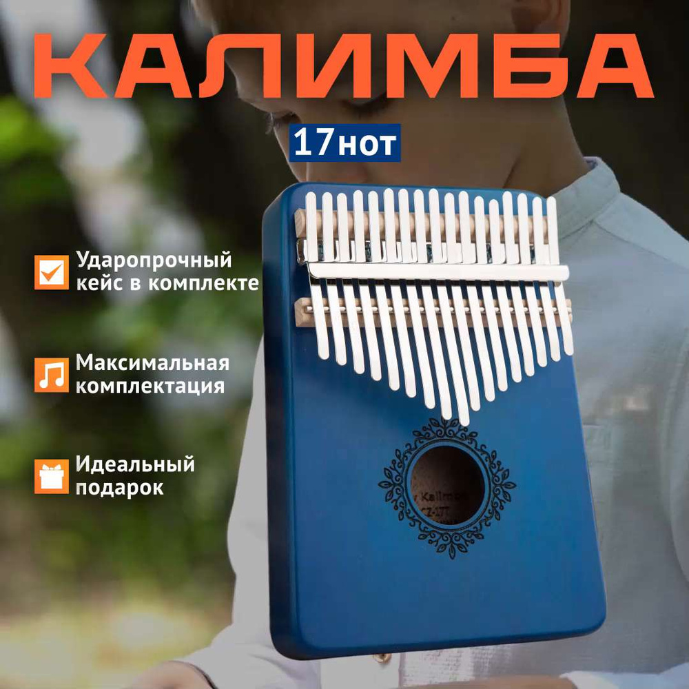 Калимба музыкальный инструмент 17 нот, до мажор, Kalimba в ударопрочном  кейсе - купить с доставкой по выгодным ценам в интернет-магазине OZON  (284314092)