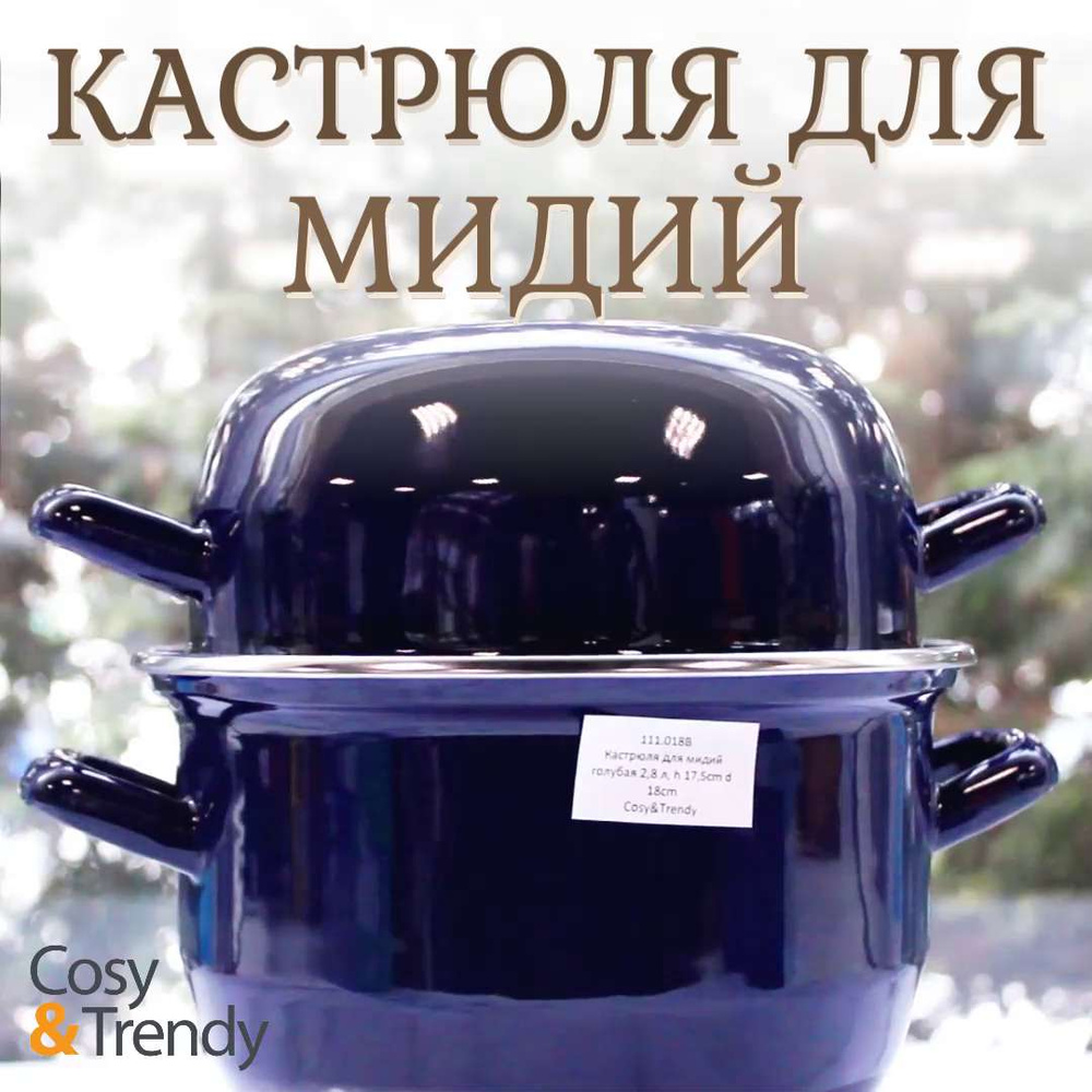 Кастрюля для мидий Cosy & Trendy Mussel Pots 2,8 л., голубая, нержавеющая  сталь