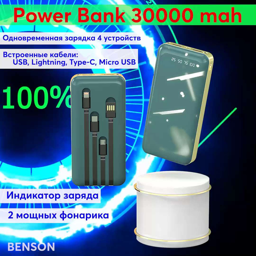 Внешний аккумулятор (Power Bank) BENSON Power Bank 30000 mah. Повер банк  HJ-126D. - купить по выгодным ценам в интернет-магазине OZON (322830335)