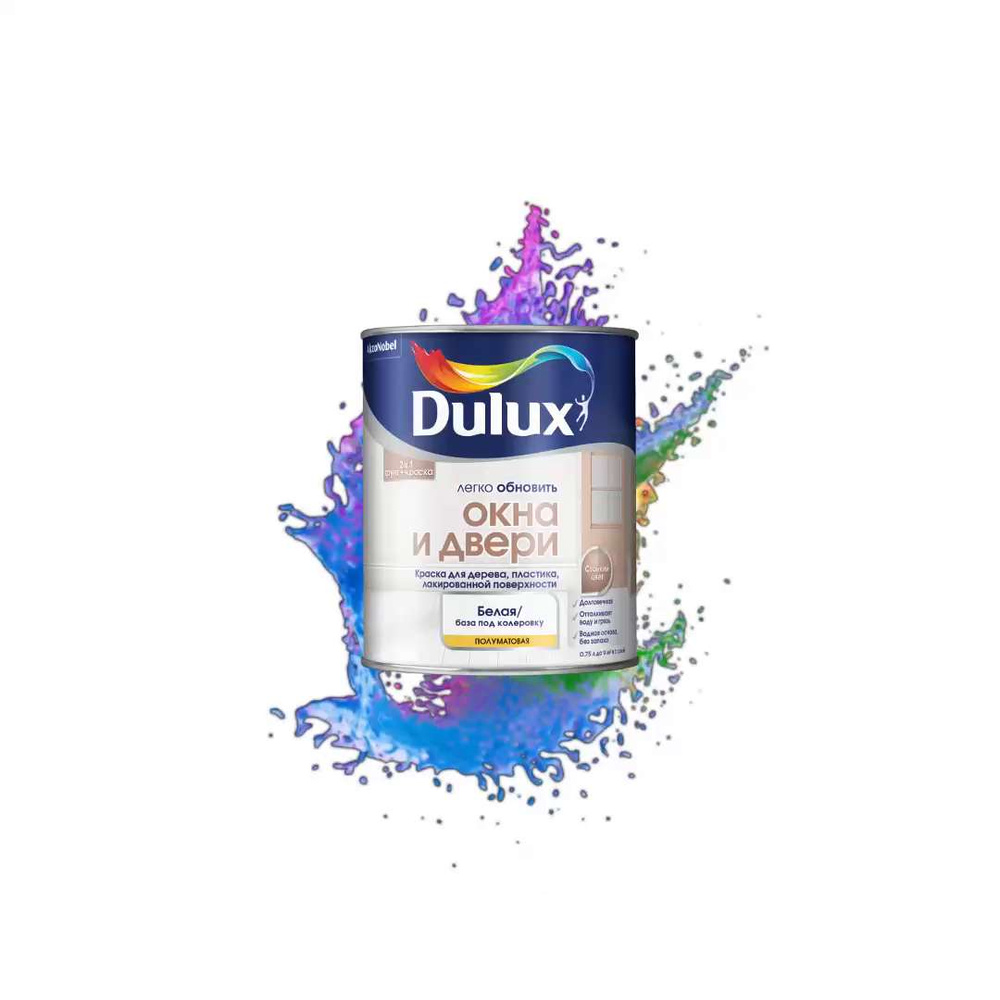 Краска DULUX окна и двери, Полуматовое покрытие, белый - купить в  интернет-магазине OZON по выгодной цене (1499343976)