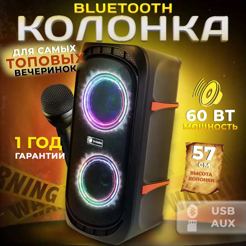 Беспроводная колонка TAKARA Party_801 - купить по доступным ценам в  интернет-магазине OZON (1089769543)