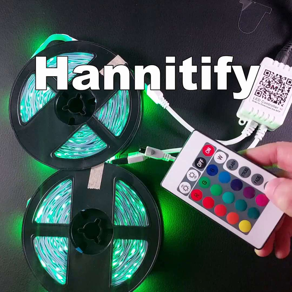 Светодиодная лента Hannitify 20м (10м+10м), 18 LED/m RGB, IP20, 12В (блок  питания в комплекте), многоцветная, SMD 5050, c Bluetooth. Управление  цветом ...