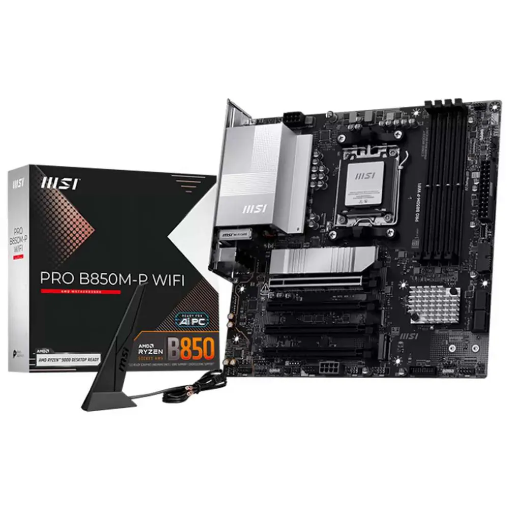 Материнская плата MSI PRO B850M-P WIFI, AM5, AMD B850, Micro-ATX, RTL (PRO B850M-P WIFI)