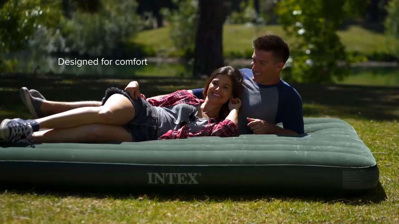 Надувной матрас intex prestige downy bed 64108 серый зеленый